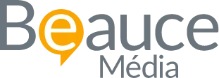 Logo gris avec bulle orange et symbole arobase