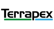 Logo Terrapex avec lignes verte et bleue