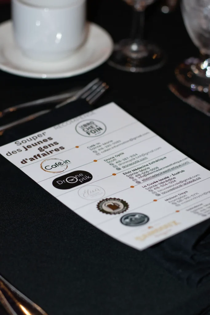 Programme du souper des jeunes gens d’affaires